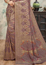 Load image into Gallery viewer, Viola Purple Sequence Zari Weaving Soft Silk Saree