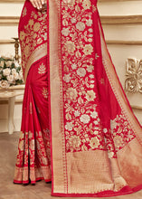 Load image into Gallery viewer, Bridal Red Designer Floral Zari Woven Banarasi Silk Saree