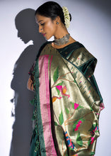 Load image into Gallery viewer, Sacramento Green Zari Woven Paithani Tussar Silk Saree