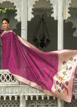 Load image into Gallery viewer, Lollipop Purple Zari Woven Tussar Silk Saree having Paithani Design Pallu