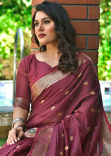 Load image into Gallery viewer, Mulberry Purple Woven Cotton Saree with Butti Overall