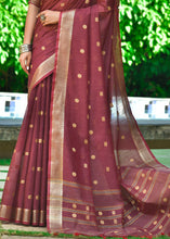 Load image into Gallery viewer, Mulberry Purple Woven Cotton Saree with Butti Overall