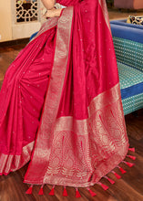 Load image into Gallery viewer, Strawberry Pink Woven Two Tone Soft Silk Saree