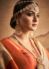 Load image into Gallery viewer, Ivory White Zari Woven Silk Saree