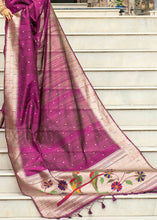 Load image into Gallery viewer, Lollipop Purple Zari Woven Tussar Silk Saree having Paithani Design Pallu