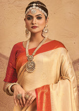 Load image into Gallery viewer, Ivory White Zari Woven Silk Saree