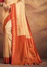 Load image into Gallery viewer, Ivory White Zari Woven Silk Saree
