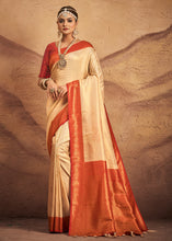 Load image into Gallery viewer, Ivory White Zari Woven Silk Saree