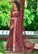 Load image into Gallery viewer, Mulberry Purple Woven Cotton Saree with Butti Overall