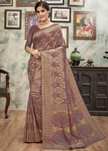 Load image into Gallery viewer, Viola Purple Sequence Zari Weaving Soft Silk Saree