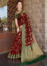 Cargar imagen en el visor de la galería, Barn Red Zari Woven Banarasi Silk Saree with Brocade Blouse