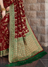 Cargar imagen en el visor de la galería, Barn Red Zari Woven Banarasi Silk Saree with Brocade Blouse