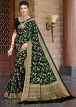 Load image into Gallery viewer, Sacramento Green Zari Woven Banarasi Silk Saree with Brocade Blouse