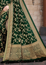 Load image into Gallery viewer, Sacramento Green Zari Woven Banarasi Silk Saree with Brocade Blouse