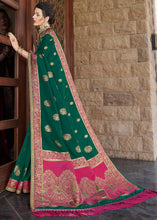Load image into Gallery viewer, Viridian Green Zari Woven Banarasi Silk Saree with Brocade Blouse
