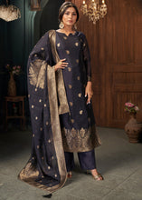 Load image into Gallery viewer, Midnight Navy Blue Designer Viscose Salwar Suit having Zari work