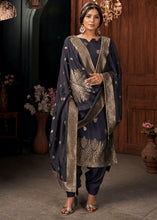 Load image into Gallery viewer, Midnight Navy Blue Designer Viscose Salwar Suit having Zari work