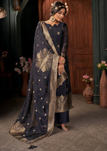 Load image into Gallery viewer, Midnight Navy Blue Designer Viscose Salwar Suit having Zari work
