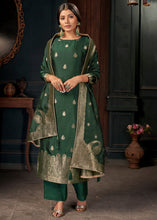 Load image into Gallery viewer, Cadmium Green Designer Viscose Salwar Suit having Zari work
