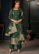 Load image into Gallery viewer, Cadmium Green Designer Viscose Salwar Suit having Zari work