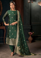 Load image into Gallery viewer, Cadmium Green Designer Viscose Salwar Suit having Zari work