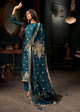 Load image into Gallery viewer, Dark Blue Designer Viscose Salwar Suit having Zari work