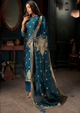 Load image into Gallery viewer, Dark Blue Designer Viscose Salwar Suit having Zari work