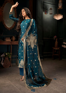 Dark Blue Designer Viscose Salwar Suit having Zari work