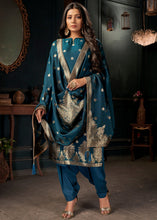 Load image into Gallery viewer, Dark Blue Designer Viscose Salwar Suit having Zari work