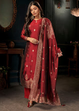 Load image into Gallery viewer, Rufous Red Designer Viscose Salwar Suit having Zari work