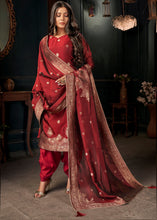 Load image into Gallery viewer, Rufous Red Designer Viscose Salwar Suit having Zari work