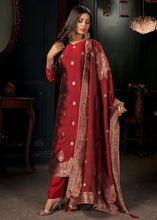 Load image into Gallery viewer, Rufous Red Designer Viscose Salwar Suit having Zari work