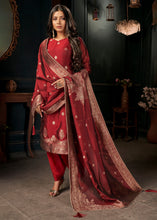 Load image into Gallery viewer, Rufous Red Designer Viscose Salwar Suit having Zari work
