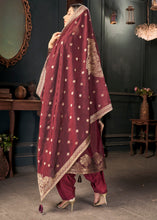 Load image into Gallery viewer, Maroon Red Designer Viscose Salwar Suit having Zari work