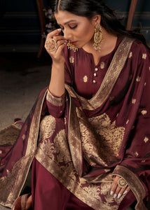 Maroon Red Designer Viscose Salwar Suit having Zari work