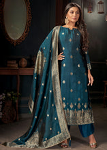Load image into Gallery viewer, Prussian Blue Designer Viscose Salwar Suit having Zari work