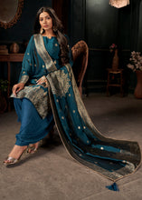 Load image into Gallery viewer, Prussian Blue Designer Viscose Salwar Suit having Zari work