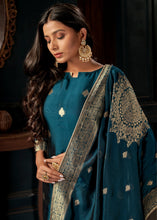 Load image into Gallery viewer, Prussian Blue Designer Viscose Salwar Suit having Zari work