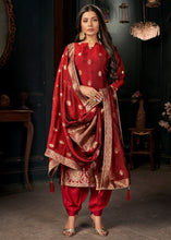 Load image into Gallery viewer, Crimson Red Designer Viscose Salwar Suit having Zari work