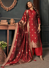 Load image into Gallery viewer, Crimson Red Designer Viscose Salwar Suit having Zari work