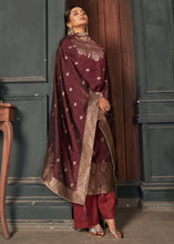 Load image into Gallery viewer, Mahogany Red Designer Viscose Salwar Suit having Zari work