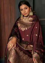 Load image into Gallery viewer, Mahogany Red Designer Viscose Salwar Suit having Zari work