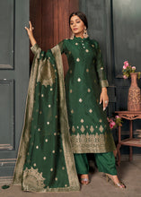 Load image into Gallery viewer, Viridian Green Designer Viscose Salwar Suit having Zari work
