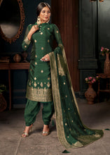 Load image into Gallery viewer, Viridian Green Designer Viscose Salwar Suit having Zari work