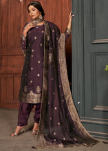 Load image into Gallery viewer, Eggplant Purple Designer Viscose Salwar Suit having Zari work