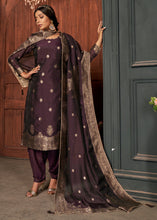 Load image into Gallery viewer, Eggplant Purple Designer Viscose Salwar Suit having Zari work
