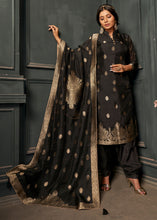 Load image into Gallery viewer, Charcoal Black Designer Viscose Salwar Suit having Zari work