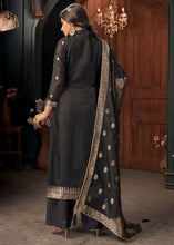 Load image into Gallery viewer, Charcoal Black Designer Viscose Salwar Suit having Zari work