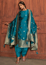 Load image into Gallery viewer, Cerulean Blue Designer Viscose Salwar Suit having Zari work