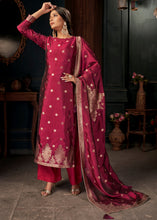 Load image into Gallery viewer, Ruby Pink Designer Viscose Salwar Suit having Zari work